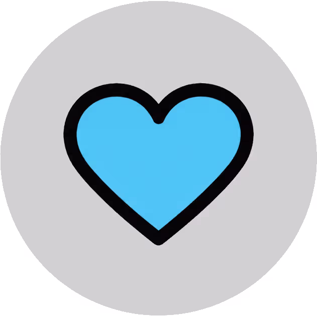 Blue heart icon on a light grey circle