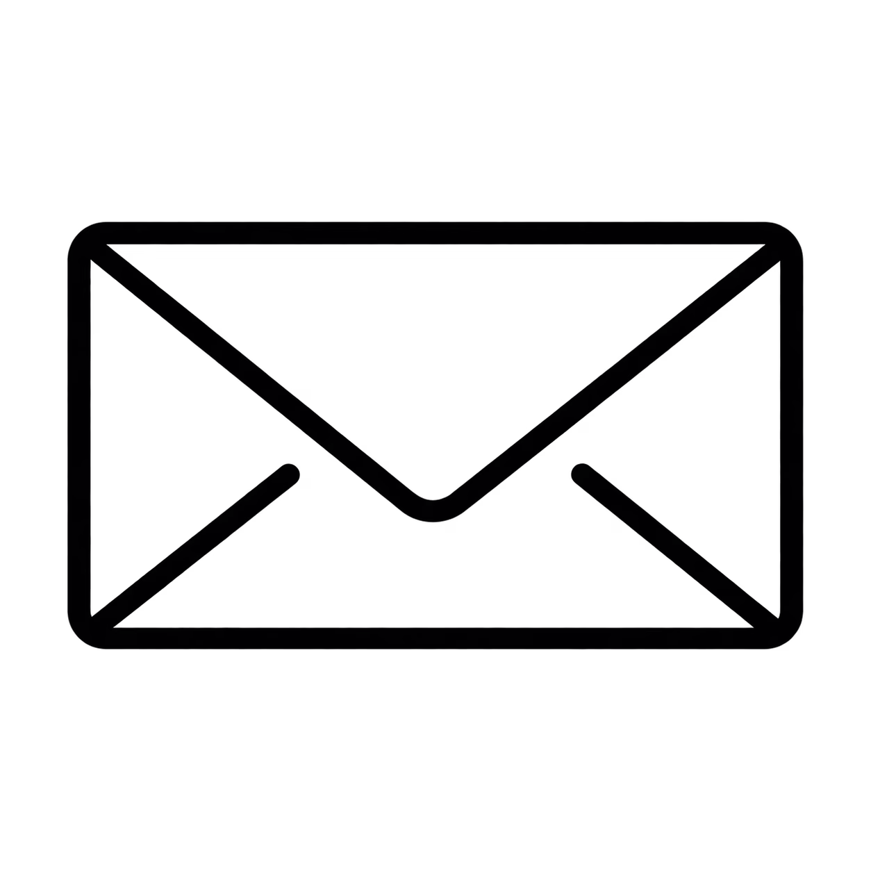 Black outline icon of a closed business envelope.