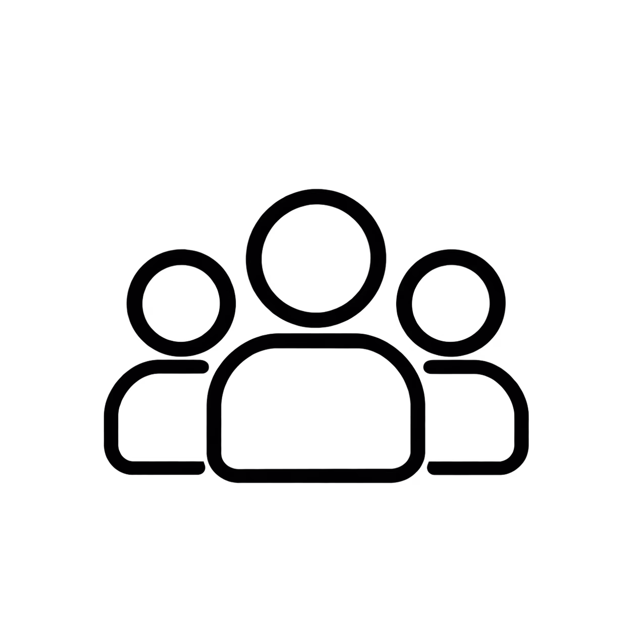 Black line illustration of three people representing local knowledge and community connections.