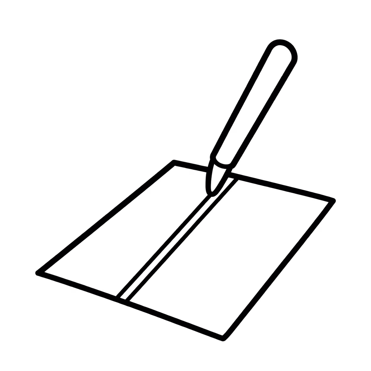 Black outline icon of a scoring tool creating a straight crease in a paper sheet.
