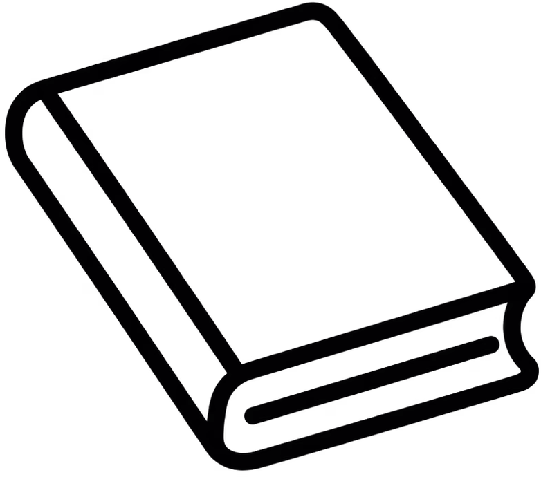 Line illustration of an open book representing professional book and booklet printing.
