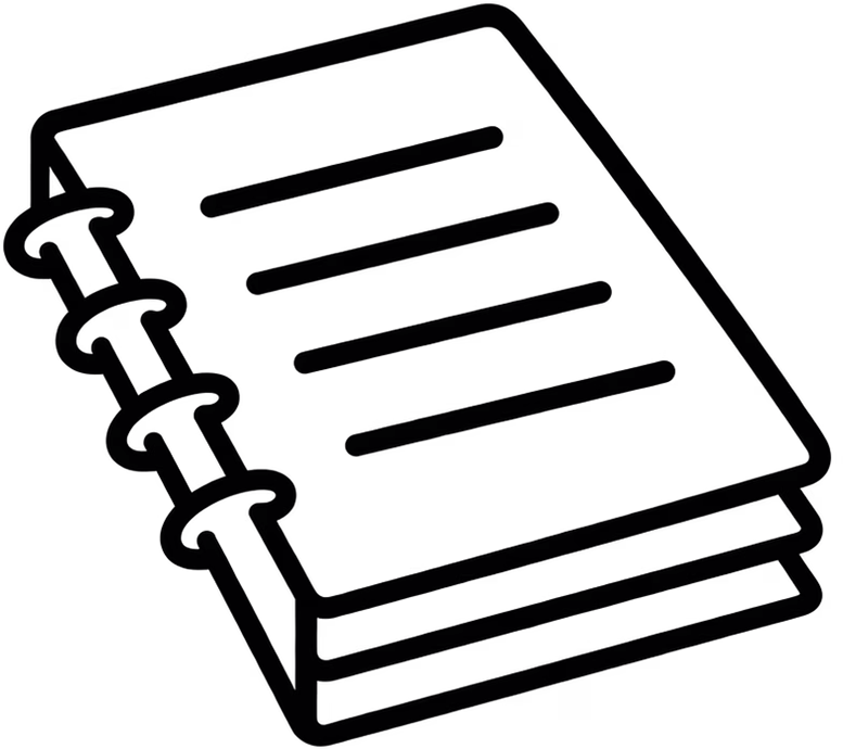 Line illustration of a spiral-bound booklet representing professional document binding.
